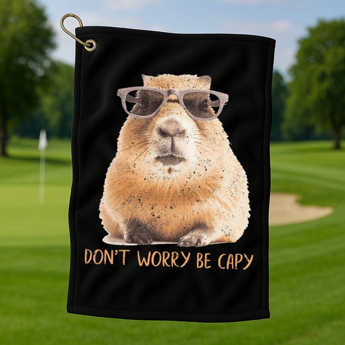 Dont Worry Be Capy Capybara Golf Towel