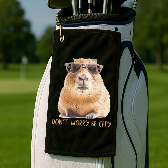 Dont Worry Be Capy Capybara Golf Towel