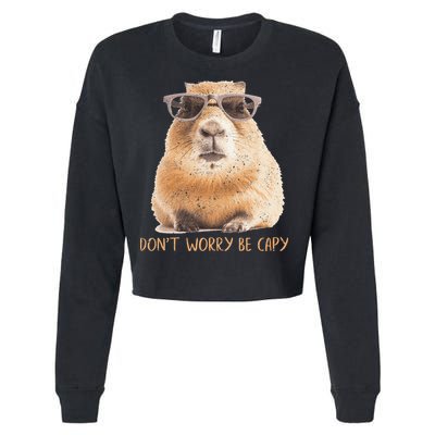 Dont Worry Be Capy Capybara Cropped Pullover Crew