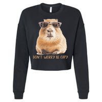 Dont Worry Be Capy Capybara Cropped Pullover Crew