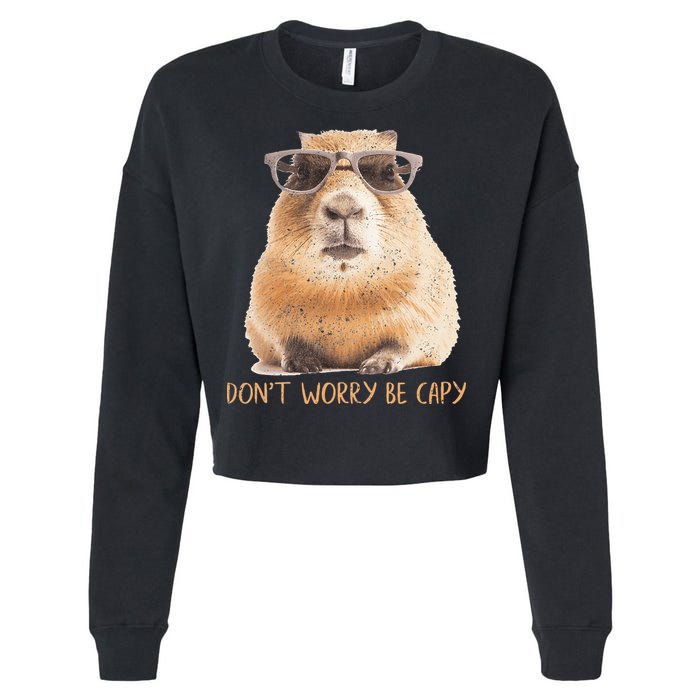 Dont Worry Be Capy Capybara Cropped Pullover Crew