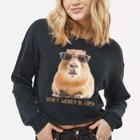 Dont Worry Be Capy Capybara Cropped Pullover Crew