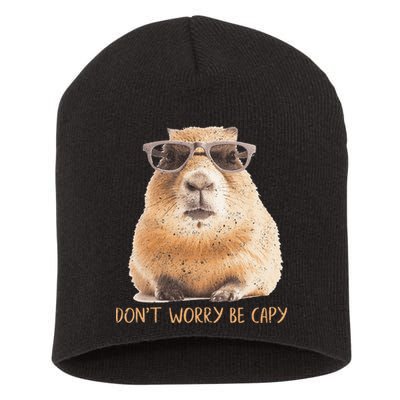 Dont Worry Be Capy Capybara Short Acrylic Beanie