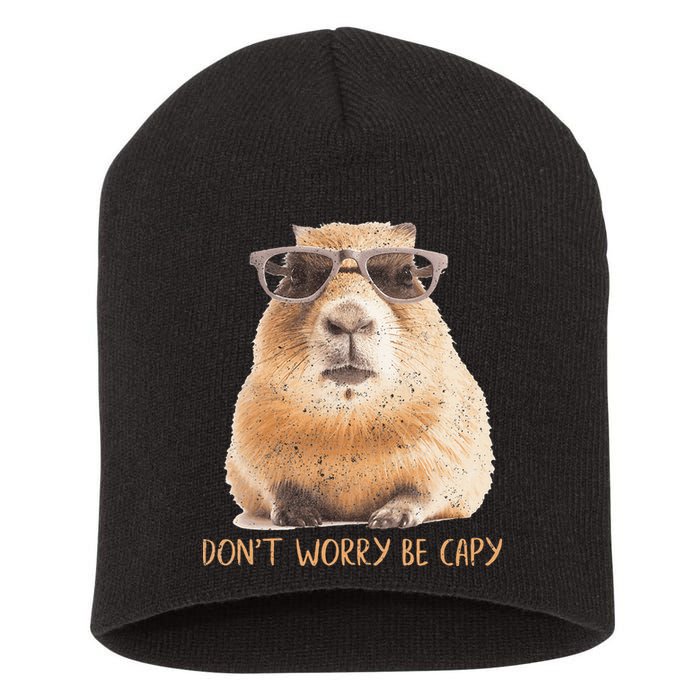 Dont Worry Be Capy Capybara Short Acrylic Beanie