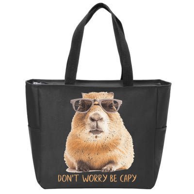 Dont Worry Be Capy Capybara Zip Tote Bag