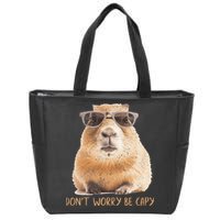 Dont Worry Be Capy Capybara Zip Tote Bag