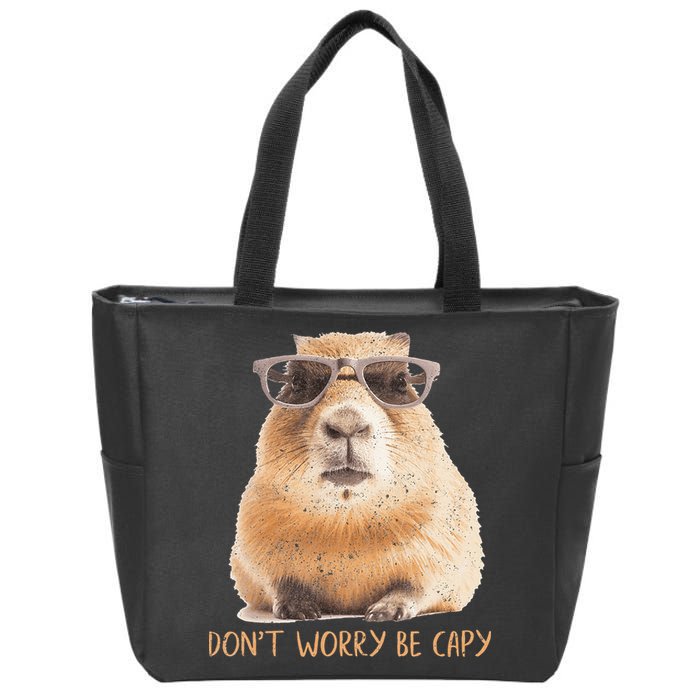 Dont Worry Be Capy Capybara Zip Tote Bag