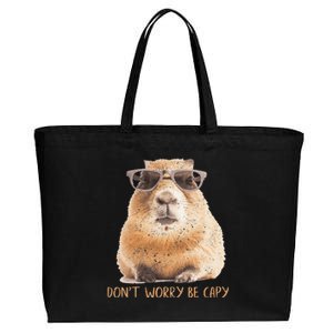 Dont Worry Be Capy Capybara Cotton Canvas Jumbo Tote