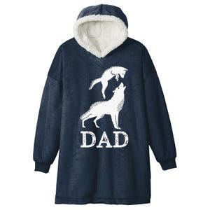 Dad Wolf & Baby Wolf And Love Family Design Fathers Day Hooded Wearable Blanket