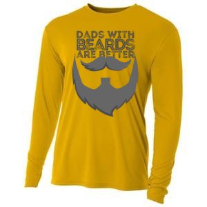 Dads With Beards Are Better Distressed Bearded Funny Gift Cooling Performance Long Sleeve Crew