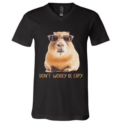 DonT Worry Be Capy Capybara V-Neck T-Shirt