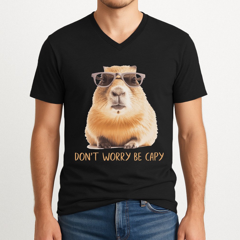 DonT Worry Be Capy Capybara V-Neck T-Shirt