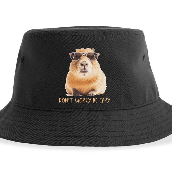 DonT Worry Be Capy Capybara Sustainable Bucket Hat