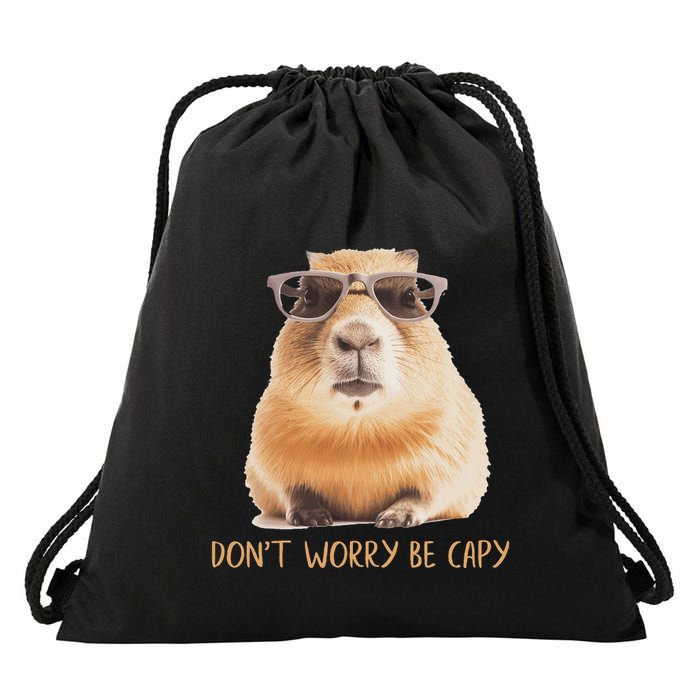 DonT Worry Be Capy Capybara Drawstring Bag