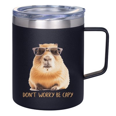 DonT Worry Be Capy Capybara 12oz Stainless Steel Coffee Mug