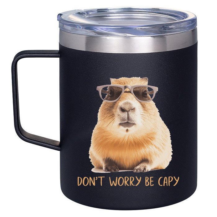 DonT Worry Be Capy Capybara 12oz Stainless Steel Coffee Mug