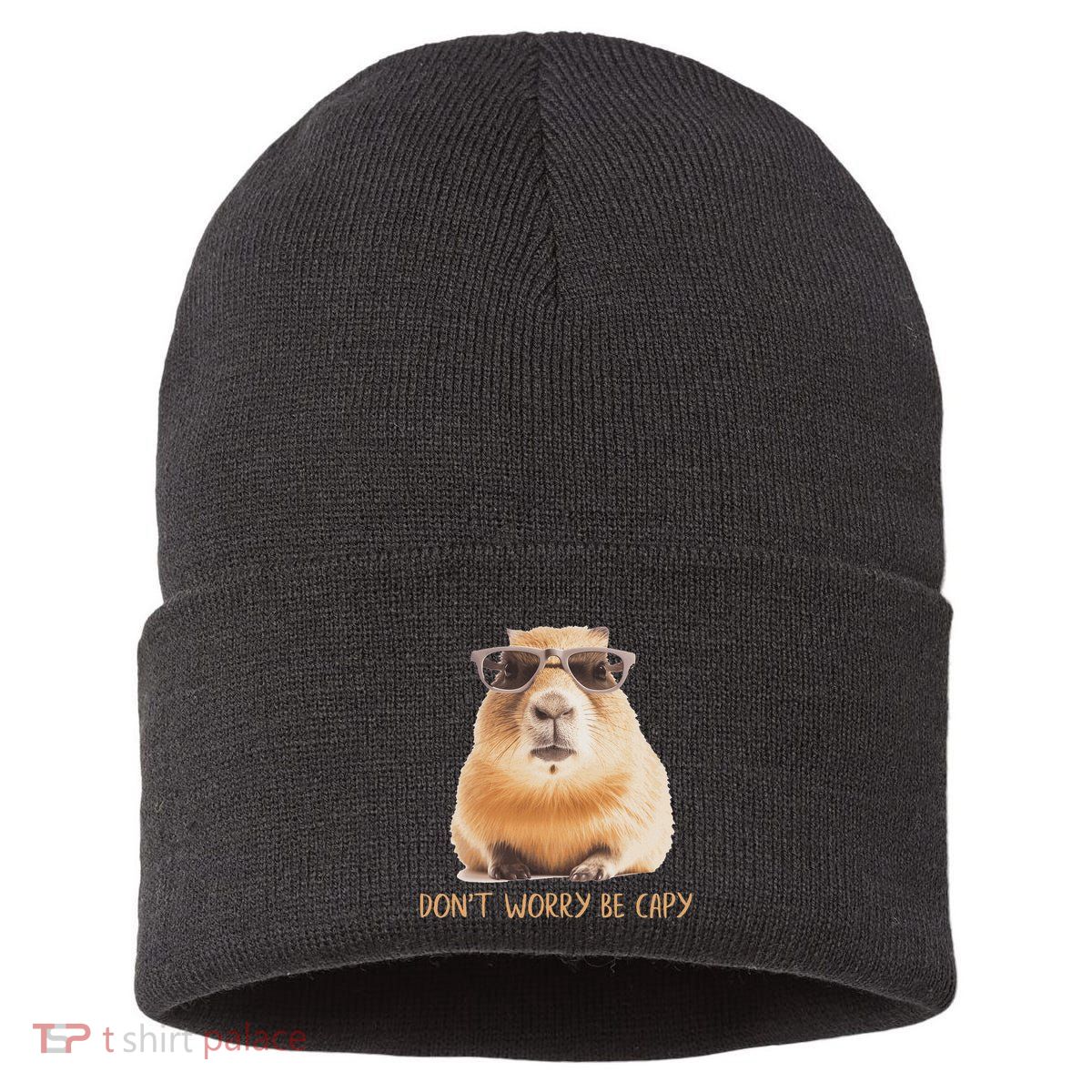 DonT Worry Be Capy Capybara Sustainable Knit Beanie