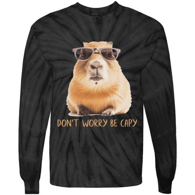 DonT Worry Be Capy Capybara Tie-Dye Long Sleeve Shirt