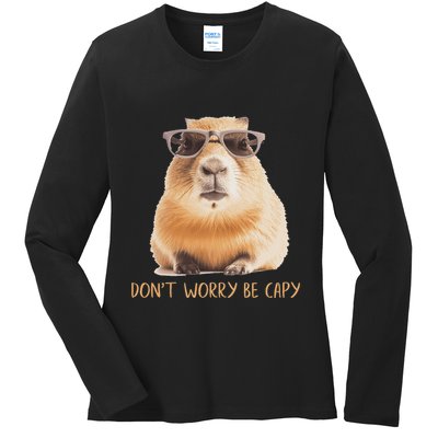 DonT Worry Be Capy Capybara Ladies Long Sleeve Shirt