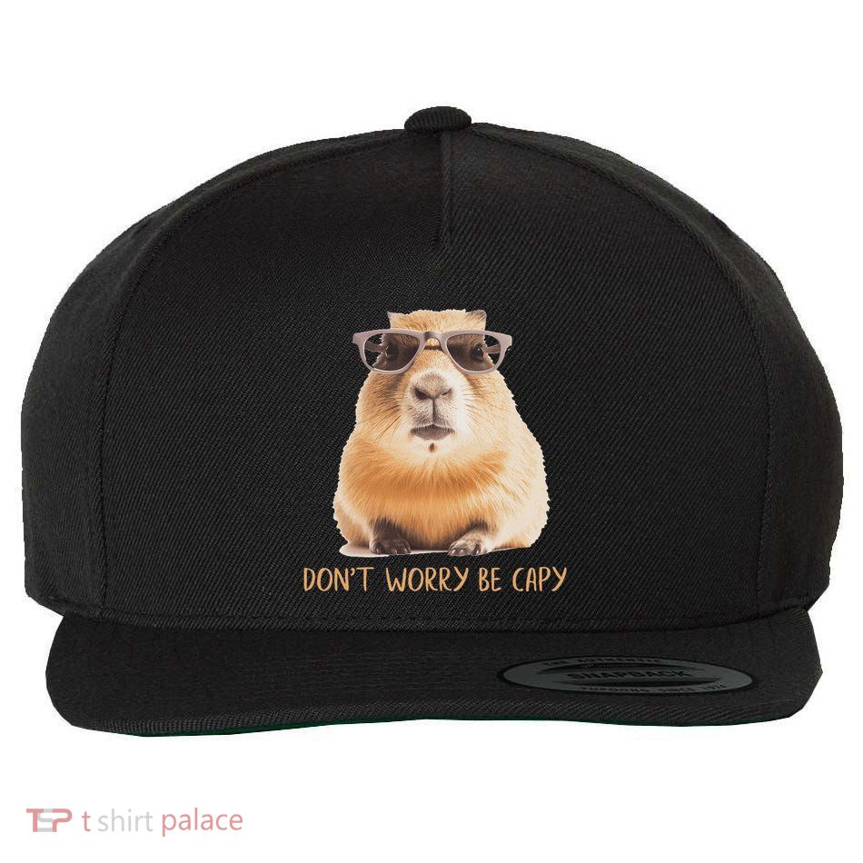 DonT Worry Be Capy Capybara Wool Snapback Cap