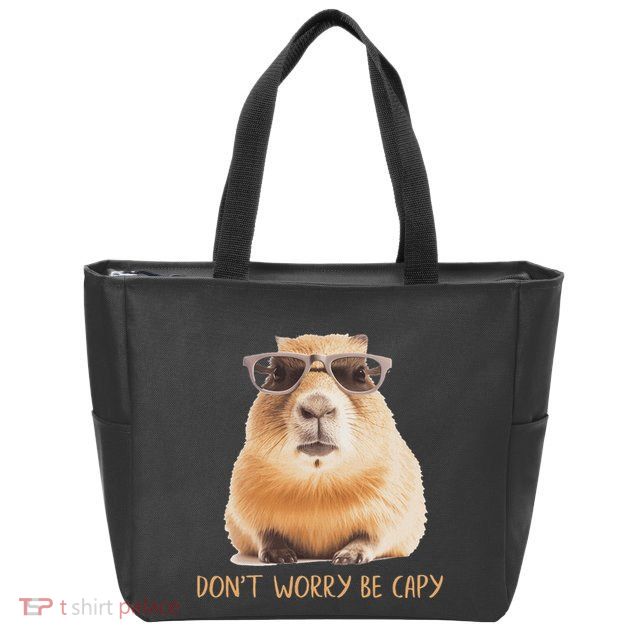 DonT Worry Be Capy Capybara Zip Tote Bag