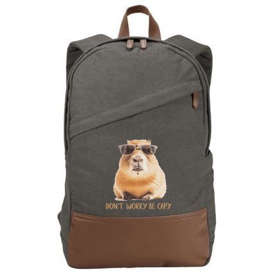 DonT Worry Be Capy Capybara Cotton Canvas Backpack