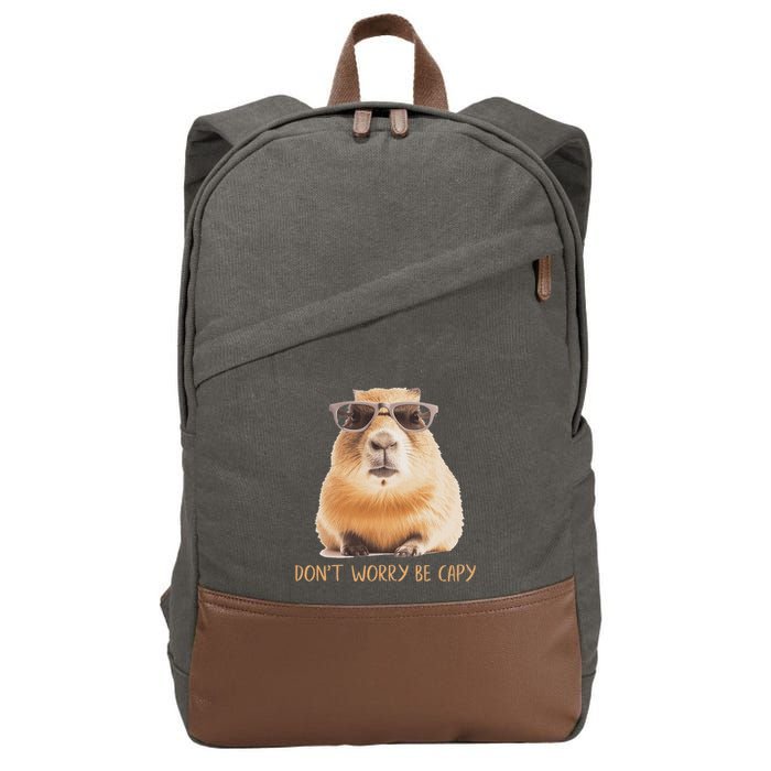 DonT Worry Be Capy Capybara Cotton Canvas Backpack