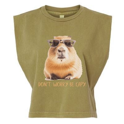 DonT Worry Be Capy Capybara Garment-Dyed Women's Muscle Tee