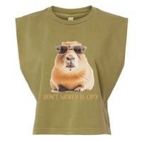 DonT Worry Be Capy Capybara Garment-Dyed Women's Muscle Tee