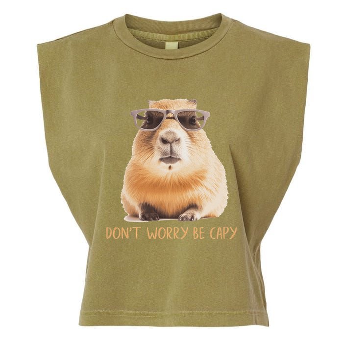 DonT Worry Be Capy Capybara Garment-Dyed Women's Muscle Tee