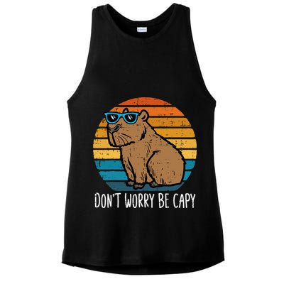 Dont Worry Be Capy Capybara Ladies PosiCharge Tri-Blend Wicking Tank