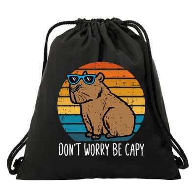 Dont Worry Be Capy Capybara Drawstring Bag