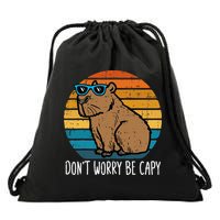 Dont Worry Be Capy Capybara Drawstring Bag