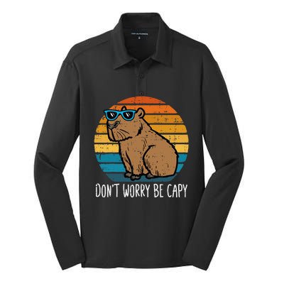 Dont Worry Be Capy Capybara Silk Touch Performance Long Sleeve Polo