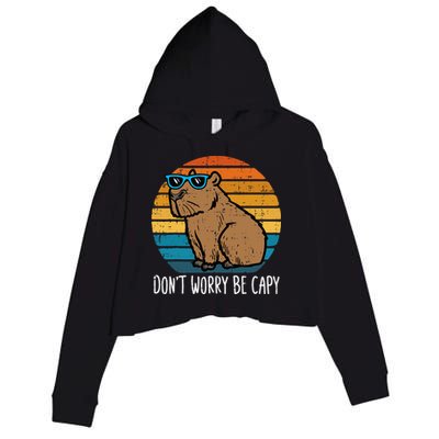 Dont Worry Be Capy Capybara Crop Fleece Hoodie