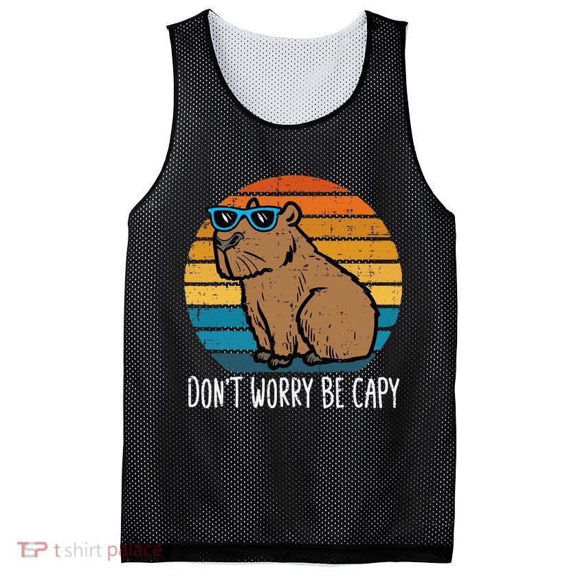 Dont Worry Be Capy Capybara Mesh Reversible Basketball Jersey Tank