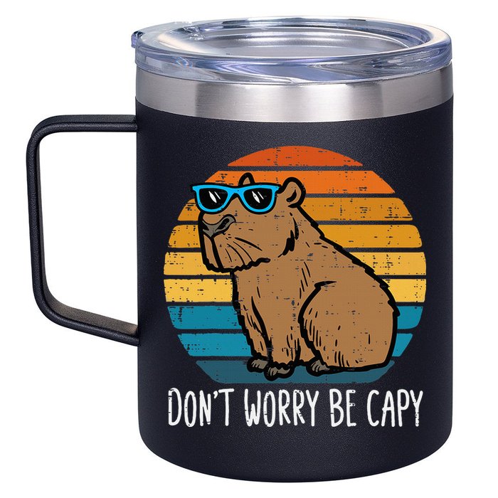 Dont Worry Be Capy Capybara 12oz Stainless Steel Coffee Mug