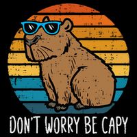 Dont Worry Be Capy Capybara Pom Pom 12in Knit Beanie