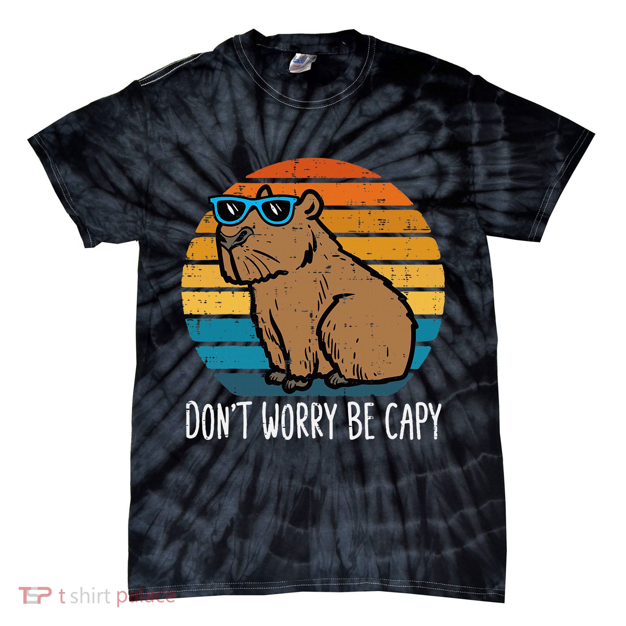 Dont Worry Be Capy Capybara Tie-Dye T-Shirt