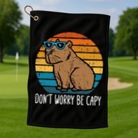 Dont Worry Be Capy Capybara Golf Towel
