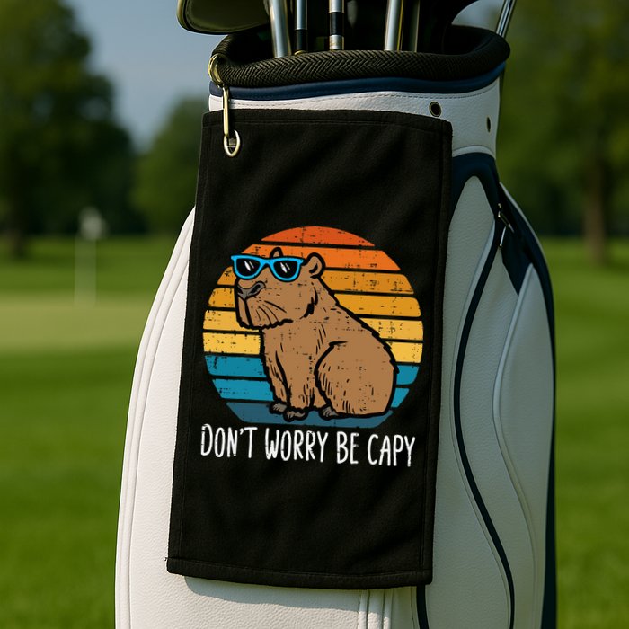 Dont Worry Be Capy Capybara Golf Towel