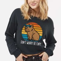 Dont Worry Be Capy Capybara Cropped Pullover Crew