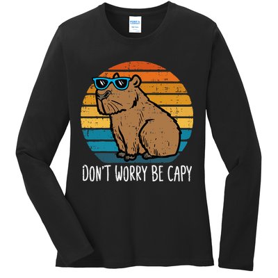 Dont Worry Be Capy Capybara Ladies Long Sleeve Shirt