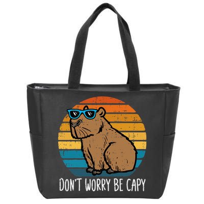 Dont Worry Be Capy Capybara Zip Tote Bag