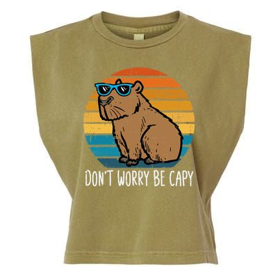 Dont Worry Be Capy Capybara Garment-Dyed Women's Muscle Tee