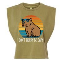Dont Worry Be Capy Capybara Garment-Dyed Women's Muscle Tee