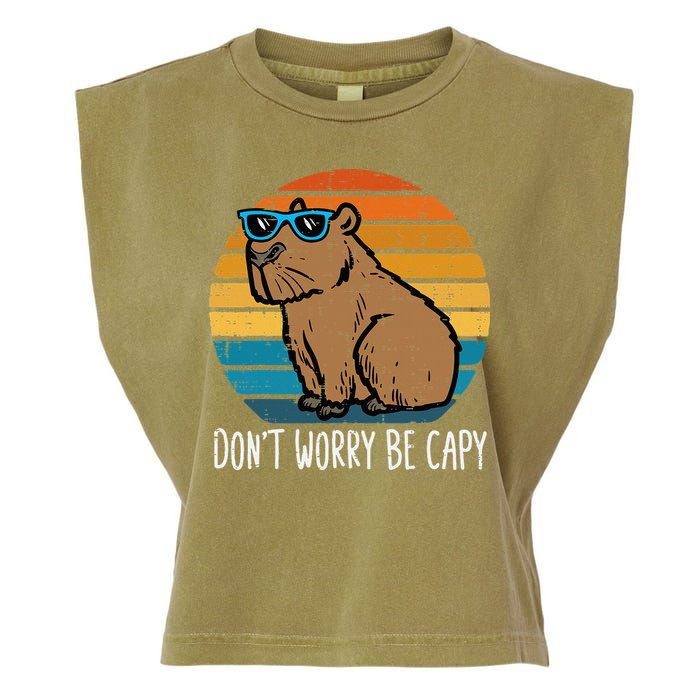 Dont Worry Be Capy Capybara Garment-Dyed Women's Muscle Tee
