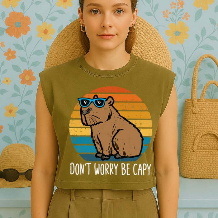 Dont Worry Be Capy Capybara Garment-Dyed Women's Muscle Tee