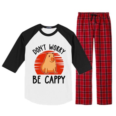 Dont Worry Be Cappy Capybara Animal Lover Funny Raglan Sleeve Pajama Set