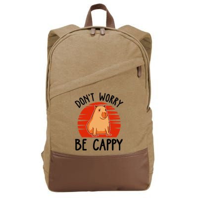 Dont Worry Be Cappy Capybara Animal Lover Funny Cotton Canvas Backpack